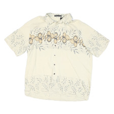 Baracuta Camicia Hawaii In Seta Crema Da Uomo L Estate Floreale Manica Corta