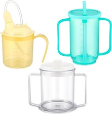 3 Pcs Adult Sippy Cups for Elderly Spill Proof 12oz Plastic Elderly Sippy Non...