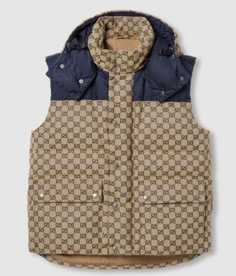 Gucci GG Down Canvas Vest with Detachable Hood Men s Size 42 Authentic 