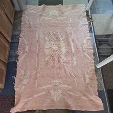 Antique Early 1900's Wool Woven Blanket Vegetable Dyed Faded 49x76 inch Blanket