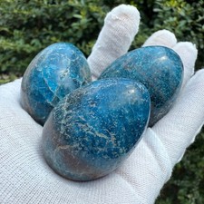 283g Natural Blue Apatite Three Eggs Crystal Mineral Healing