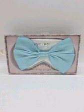 EVE IVY SATIN SLEEP MASK IVORY and AQUA BLUE BOW Gift Box