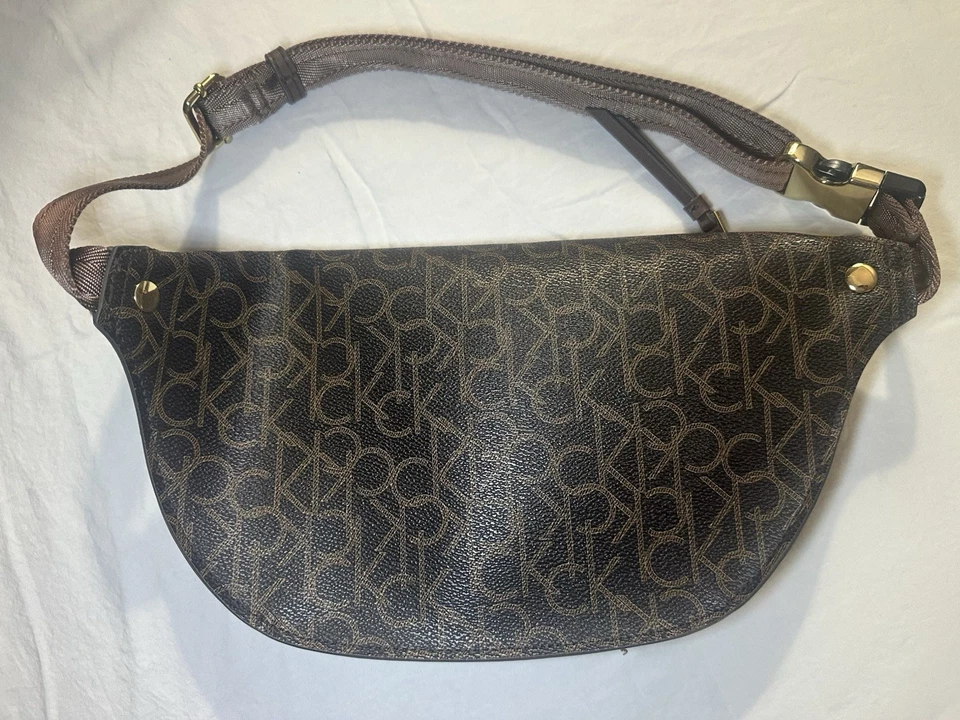 Calvin Klein Belted Bag Monogram Logo, Coated Canvas Waist, Brown - Image 2 of 4