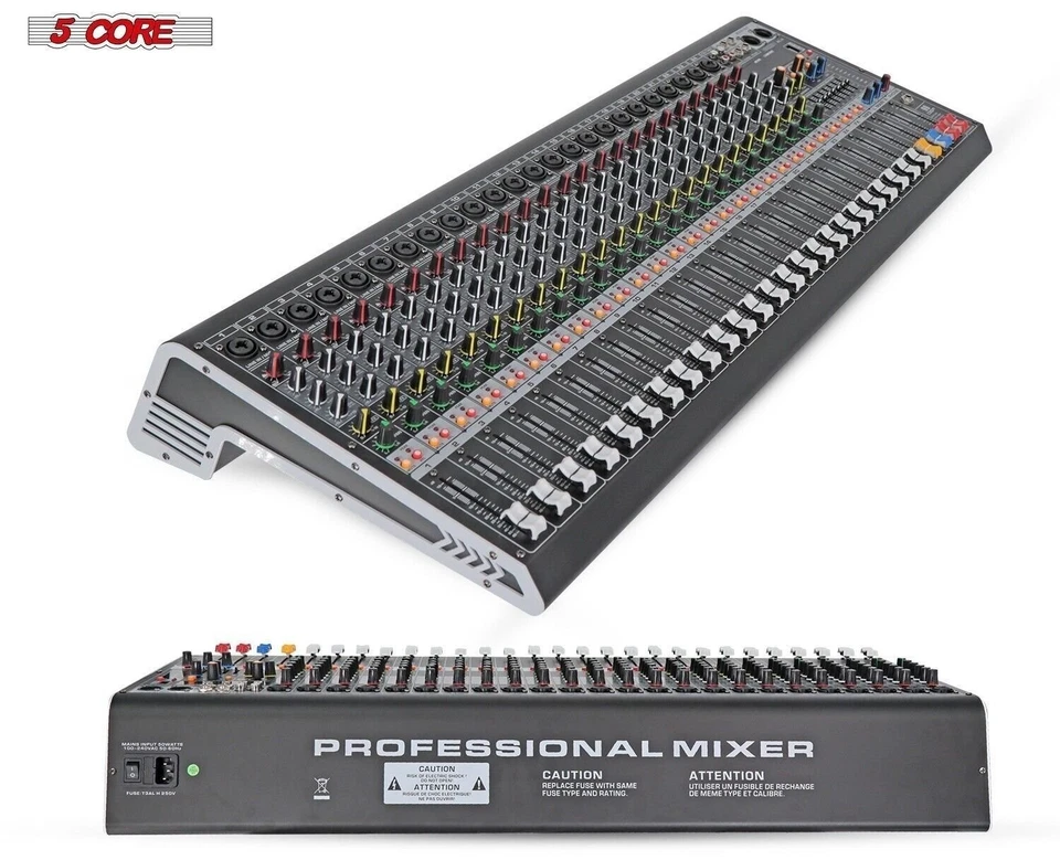 5Core Audio Mixer 24 Channel DJ Soundboard USB Interface Bluetooth XLR Console - Image 2 of 4