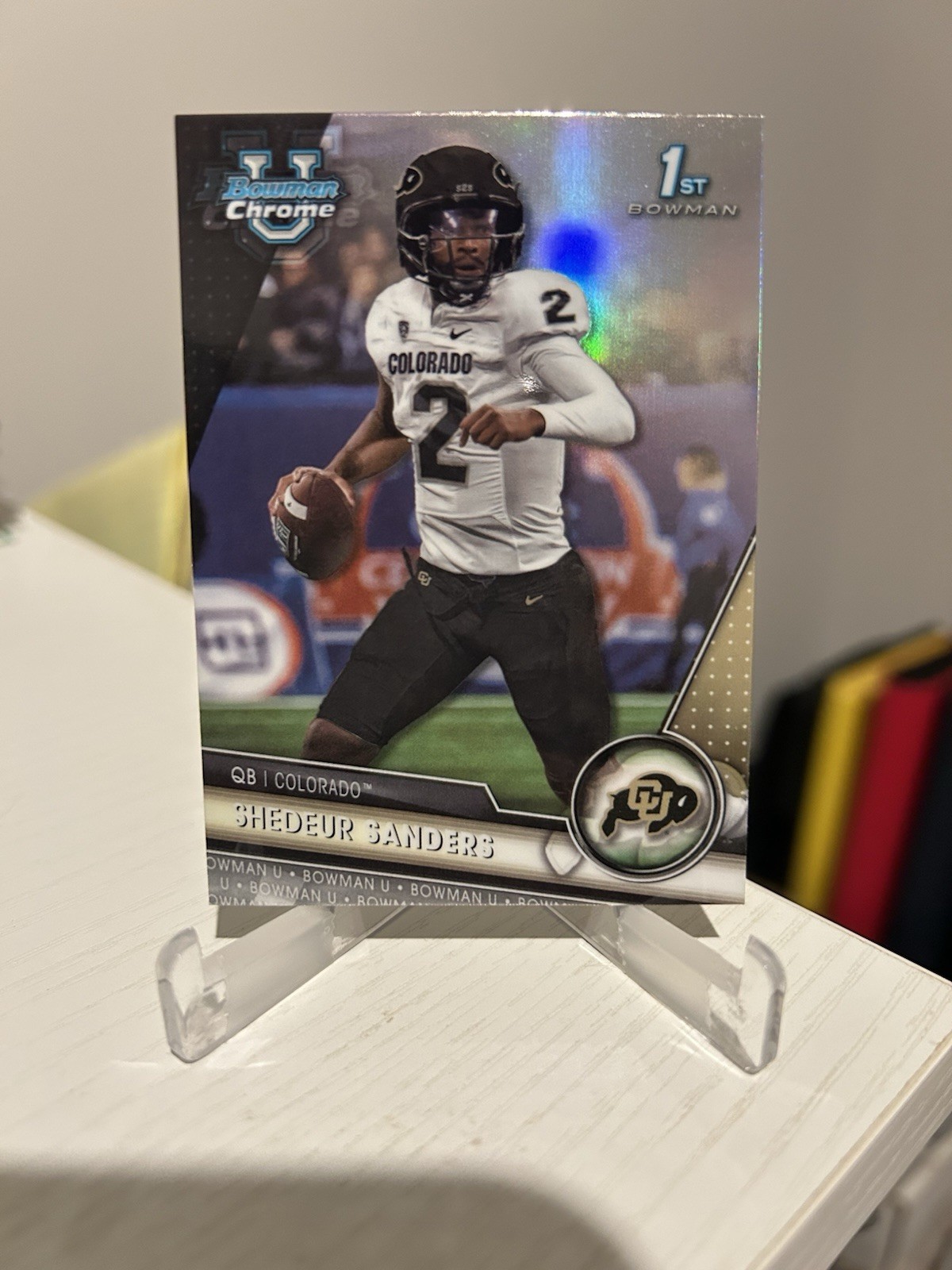 2023 Bowman Chrome University Shedeur Sanders 1st Bowman Refractor Card No. 16