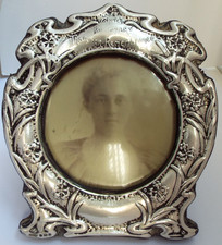 BEAUTIFUL GENUINE ENGLISH ANTIQUE ART NOUVEAU 1903 STERLING SILVER PHOTO FRAME