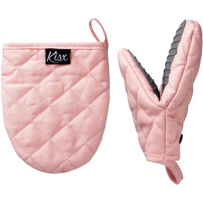 Pink Silicone Oven Mitts & Pot Holders Set - Heat Resistant, Mini Kitchen Glo...
