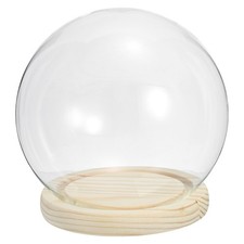 4.7" Clear Cloche Glass Dome Glass Bell Jar Globe Display Case with Natural Base