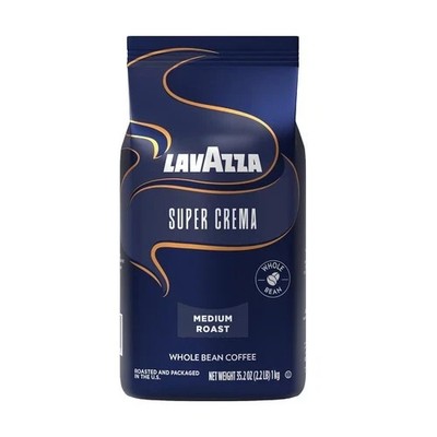 Lavazza Super Crema Whole Bean Coffee, Medium Espresso Roast, Arabica and Robust
