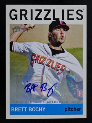 2013 Topps Heritage Minor League #ROA-BBO Brett Bochy Real One AUTO Grizzlies