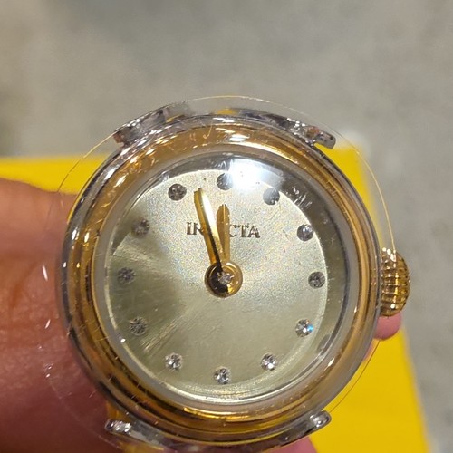 Invicta Angel Women’s Analog Quartz Watch Gold Dial Two-Tone Band w/ Box Ring