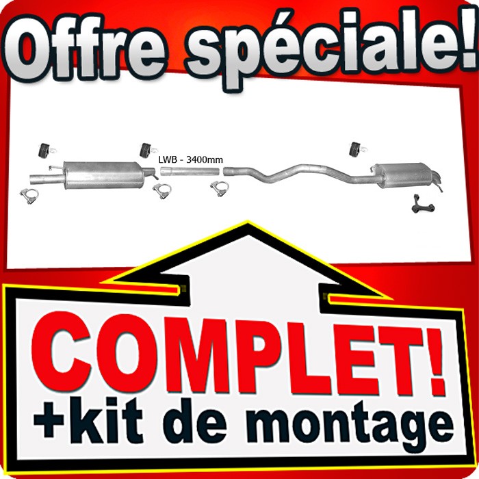 Échappement VW T5 Transporter V 2.0 TDI silencieux arrière pour châssis long LWB de 2009 à 2015