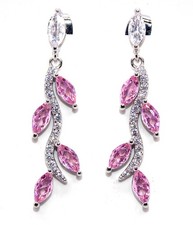 Sterling Silver Pink Sapphire & Diamond 1.23ct Drop Earrings (925)