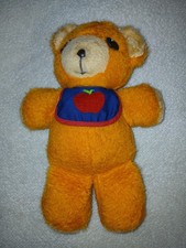 Vintage 1975 Fisher Price 12" Freddy Teddy Bear with Apple on Bib, with Squeaker