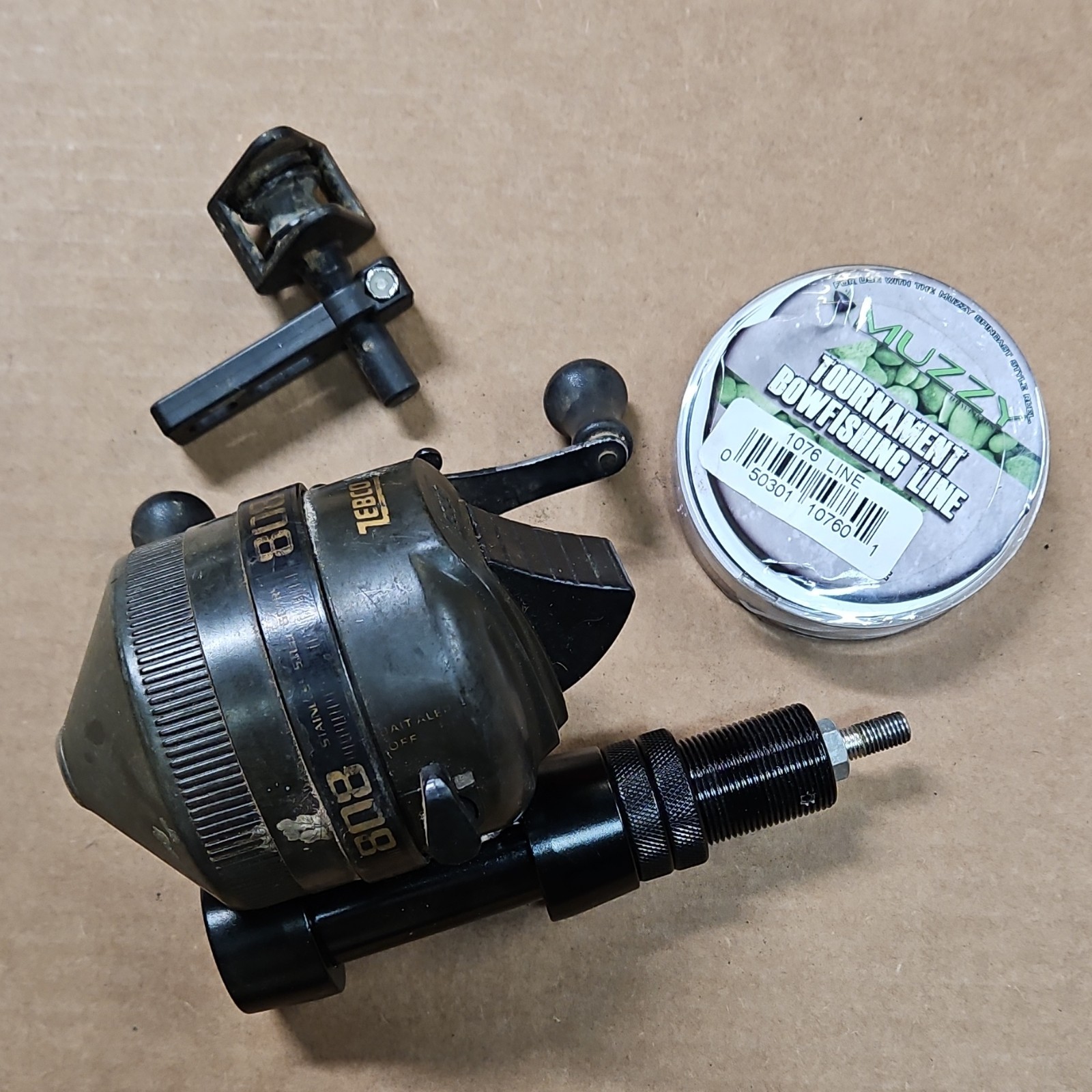 Bowfishing Reel Setup Kit Zebco 808 Muzzy Line Roller Rest B
