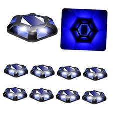 Solar Dock Lights Driveway Deck Lights -s Waterproof 8 Pack Blue-Black Shell