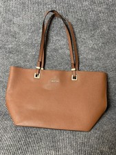 Calvin Klein Cognac Brown Saffiano Large Tote Bag Gold Hardware Purse