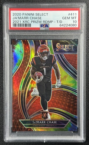 JA'MARR CHASE PSA 10 2020 PANINI SELECT #411 ROOKIE TIE-DYE PRIZM RC XRC 10/25