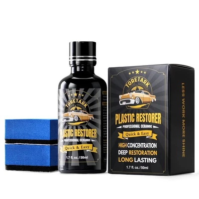 TORETARK Plastic Trim Restorer for Cars, Black Trim Restorer,Highly Concentrated Ceram...