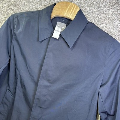 NWT Gap Rain Coat Mens LT Blue Water Resistant Windproof Long Lined Microfiber