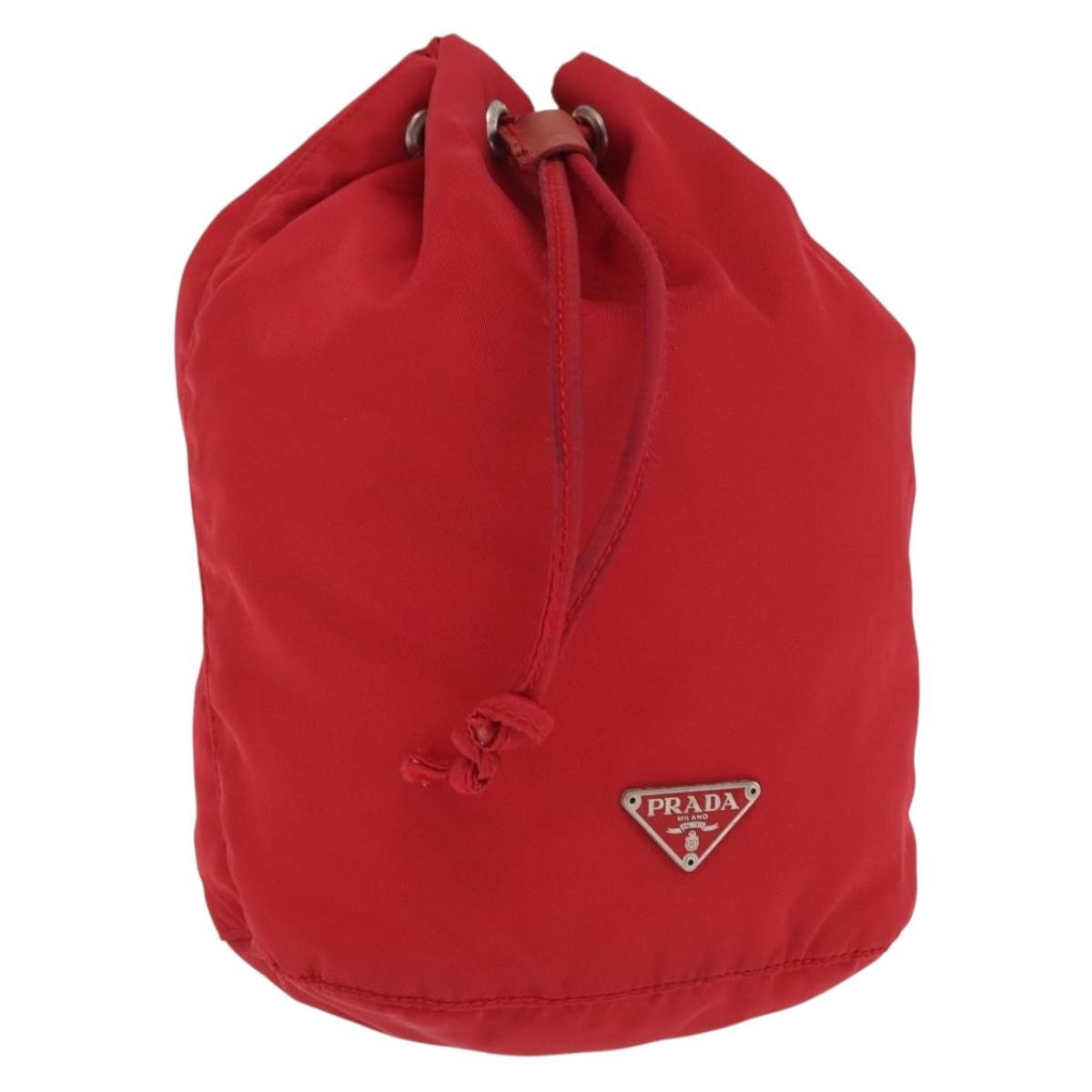 PRADA Drawstring Pouch Nylon Red Auth ka2042 - image 1