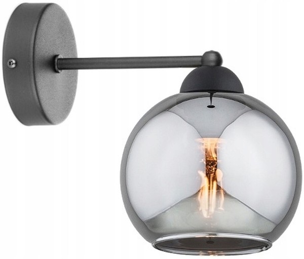 Wandlampe Metall Rauchglas Schwarz BüRo E27 T:20 Cm Wandleuchte Wohnzimmer-image