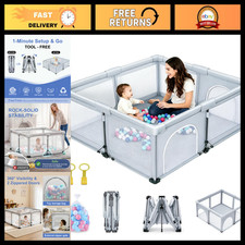 50"x50" Foldable Portable Baby Playpen - Quick 1-Minute Setup, Safe Versatile