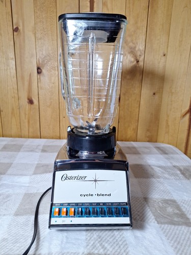 Vintage Chrome Osterizer Cycle Blend 10 Speed Blender Works See Pics & Discript.