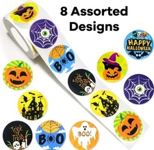 100 Happy Halloween ASSORTED 1" ENVELOPE STICKERS LABELS SEALS Party Favor