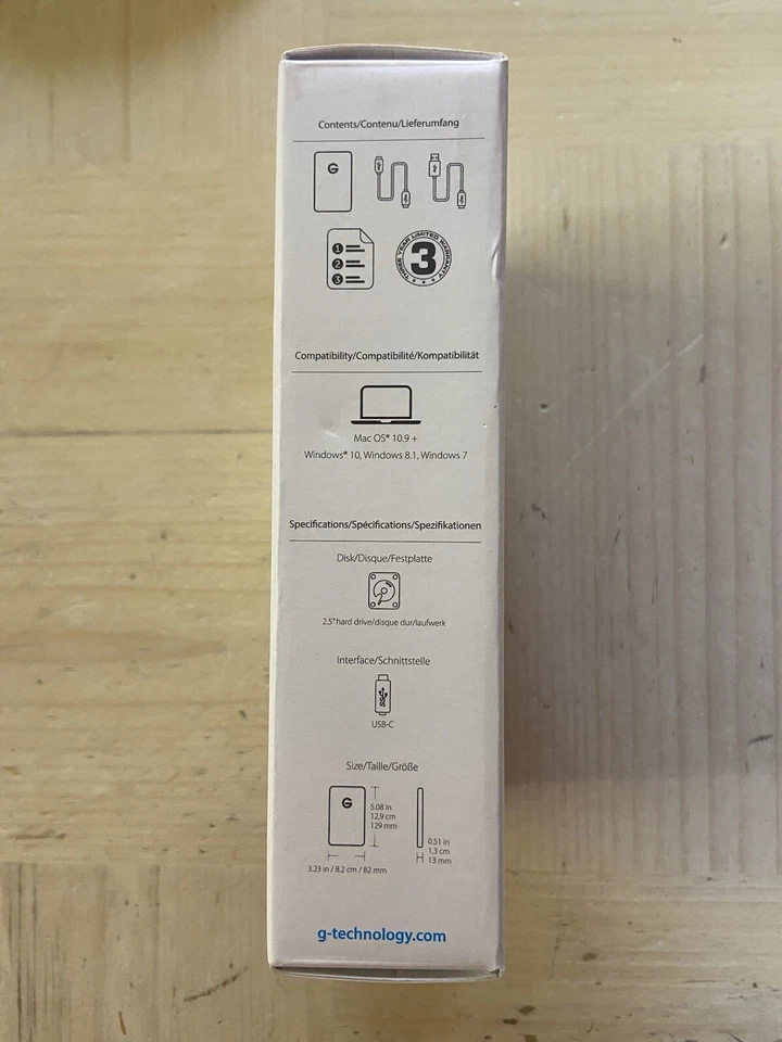 G Technology G-Drive Mobile USB 3.0 1TB Silver v3 External Hard NEW - Image 3 of 4