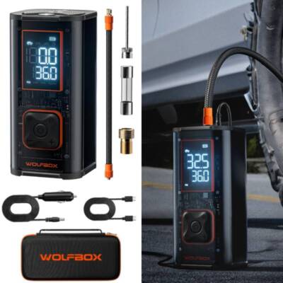 WOLFBOX Tire Inflator Portable Air Compressor-Air Pump12000mAh&150PSI for Car