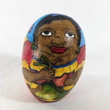 Hand-Painted Colombian Tarrali Maraca Egg Shaker Folk Art Musical Instrument
