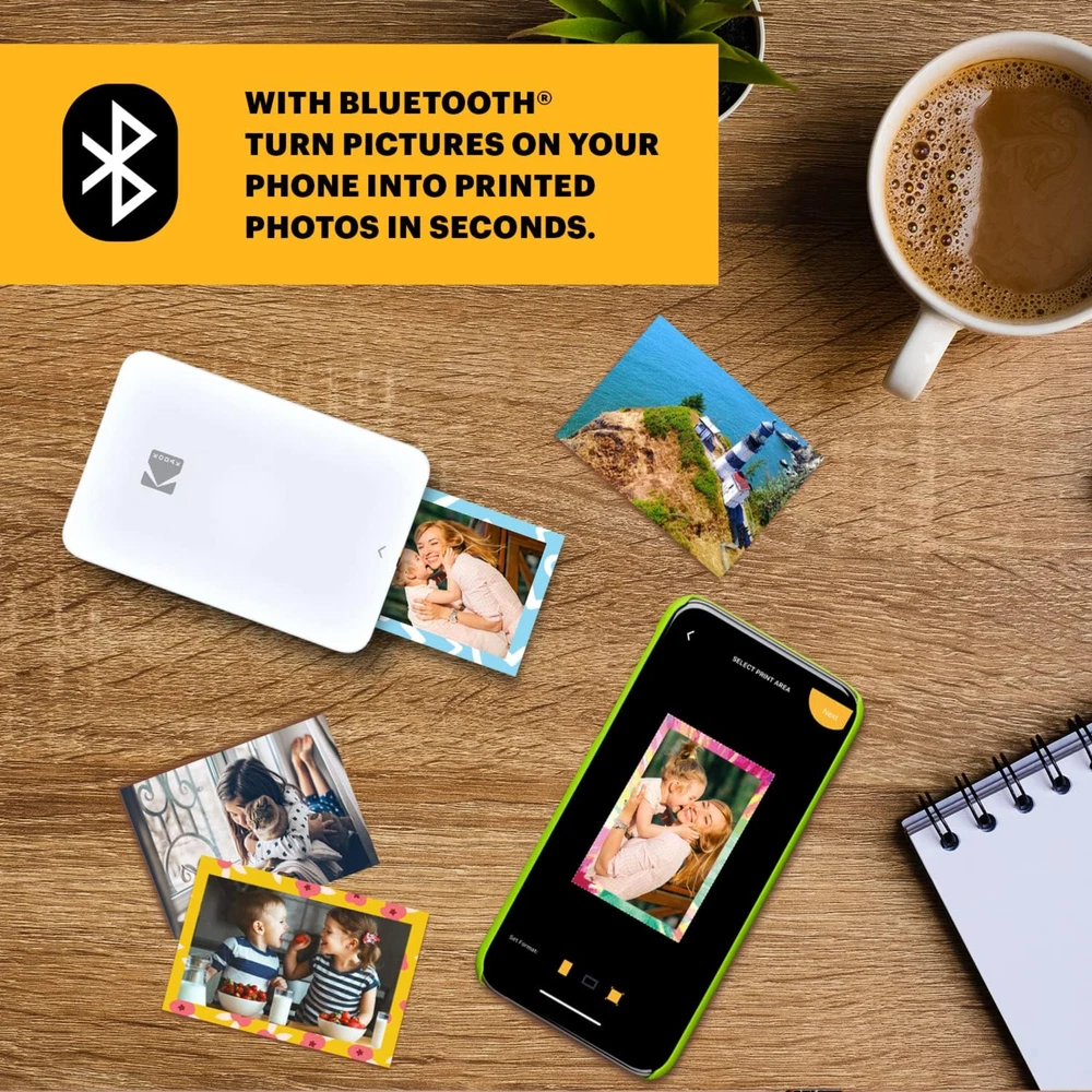 Kodak Step Slim Instant Photo Printer, 2x3” Wireless Portable Printer - White