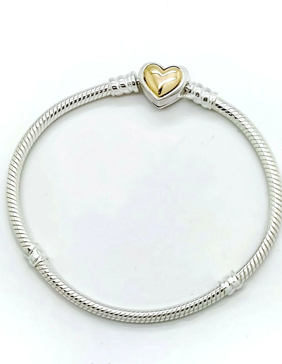 100 Authentic PANDORA 14K Domed Golden Heart Clasp Chain Bracelet