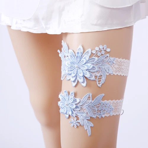 Bella giarrettiera da sposa in pizzo floreale fiori ricamati anello gamba cintura 10 colori - Foto 22 di 30