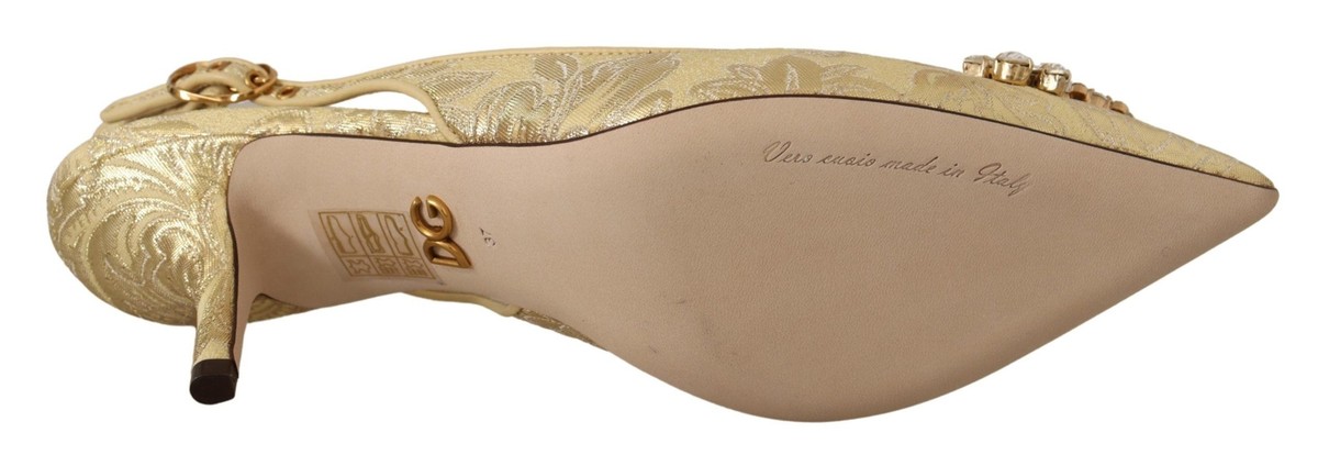 【DOCE & GABBANA】 ゴールド ウェッジサンダル　✨極美品✨ DOLCE & GABBANA Shell Crystal Pearl Strap Sandals Gold