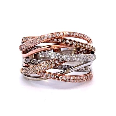 EFFY Pave Classica 14K Two Tone Gold Diamond 0.71 TCW Ring Size 9.5 - J476