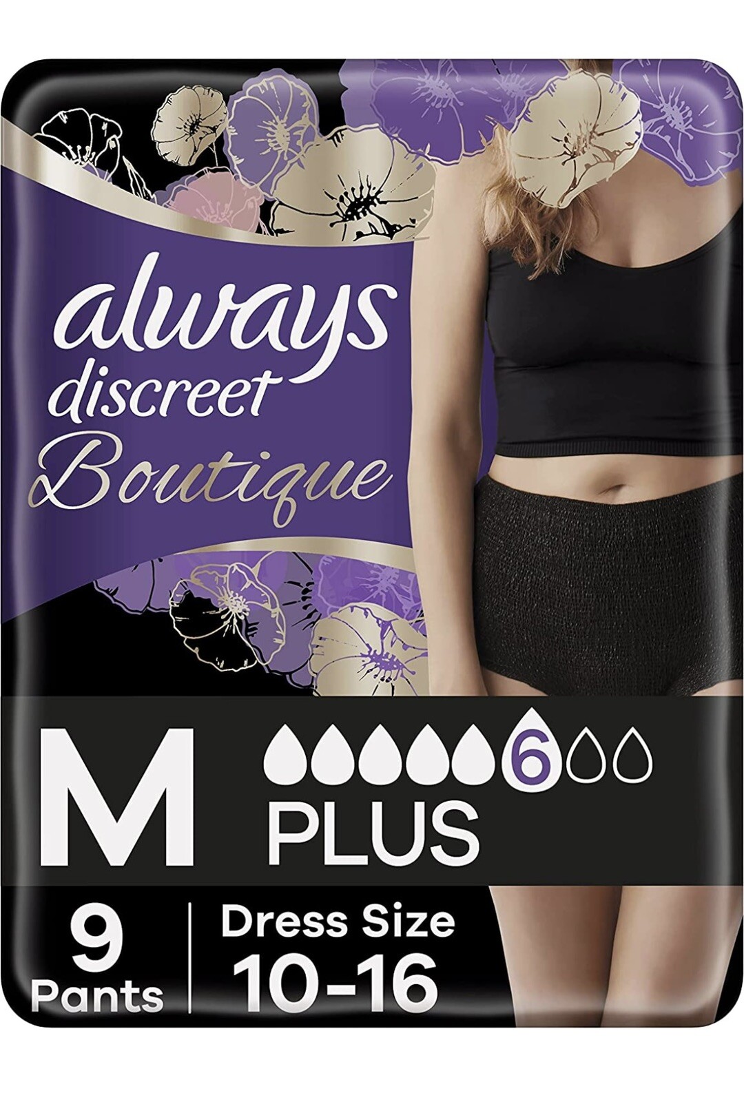 Always Discreet Boutique Incontinence Pants Women,Medium,Plus 9 High Absorbency