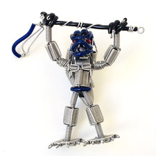 Wire Art Toy Alien Robot Sliver  Blue 4 inch Tall E2-23