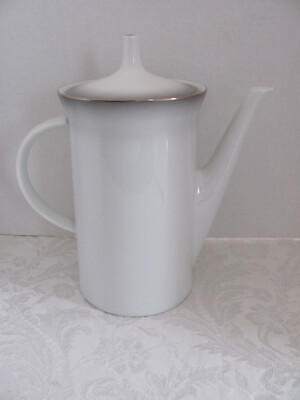 Rosenthal Evensong 4044- Gray Edge, Platinum Trim- 5 Cup Coffee Pot - 7 1/8''