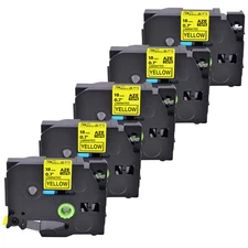 5PK TZ-641 Label Tape Black on Yellow TZe-641 For Brother P-touch PT-1880 18mm