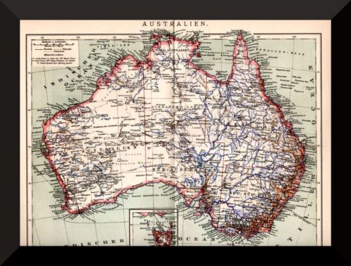 +Australien+ Historische Landkarte 1895 +Tasmania, Down Under, Ozeanien+ - Picture 1 of 1