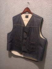 Vintage 70s 80s Sears Roebucks Vest Sz XL Sherpa Lined Denim Rockabilly