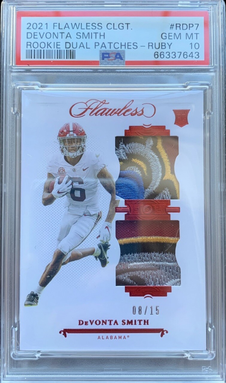 DeVonta Smith Panini Flawless Collegiate Rookie Dual Patches #RDP7 Ruby