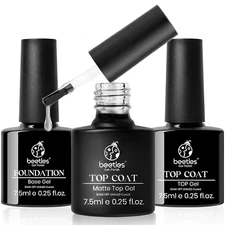 Gel Top Coat Base Coat Set for Gel Nail Polish, 3Pcs No Wipe Base Gel Matte & Sh