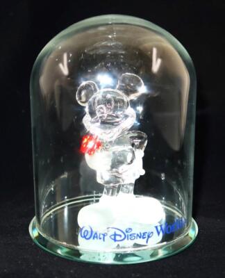 Mickey Mouseガラス製置物 Disney WDW, Arribas Brothers Glass Dome Mickey Mouse Red Flower