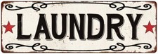 LAUNDRY Country Style w/Red Stars Vintage Look Metal Sign 106180078008