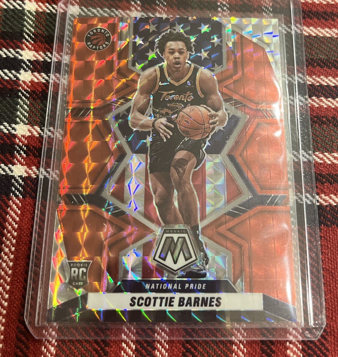 Scottie Barnes ROOKIE 2021-22 Panini Mosaic National Pride Red Prizm No. 257 RC