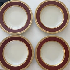 Set Of 4 Mikasa Grande Ivory French Embassy Red L2829 8 1/2" Large Rim Soup Bowl