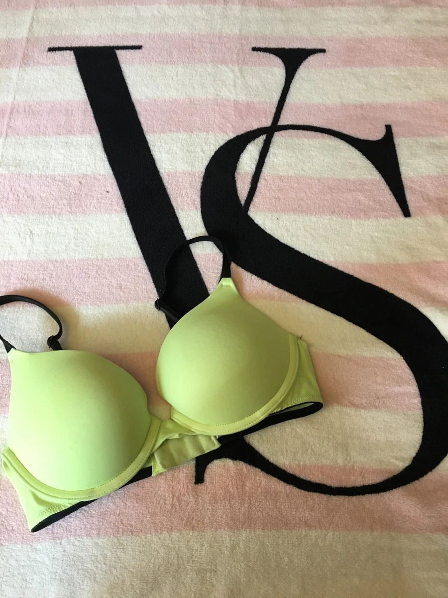 Victorias Secret PINK Green Black Padded Wear Everywhere Push Up Bra Size 32C
